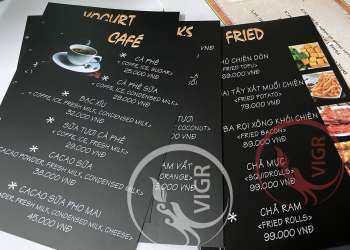 Menu cà phê tờ rời