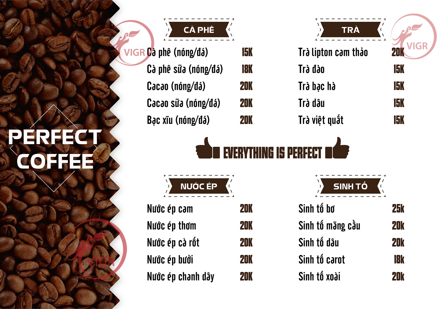 Menu coffee